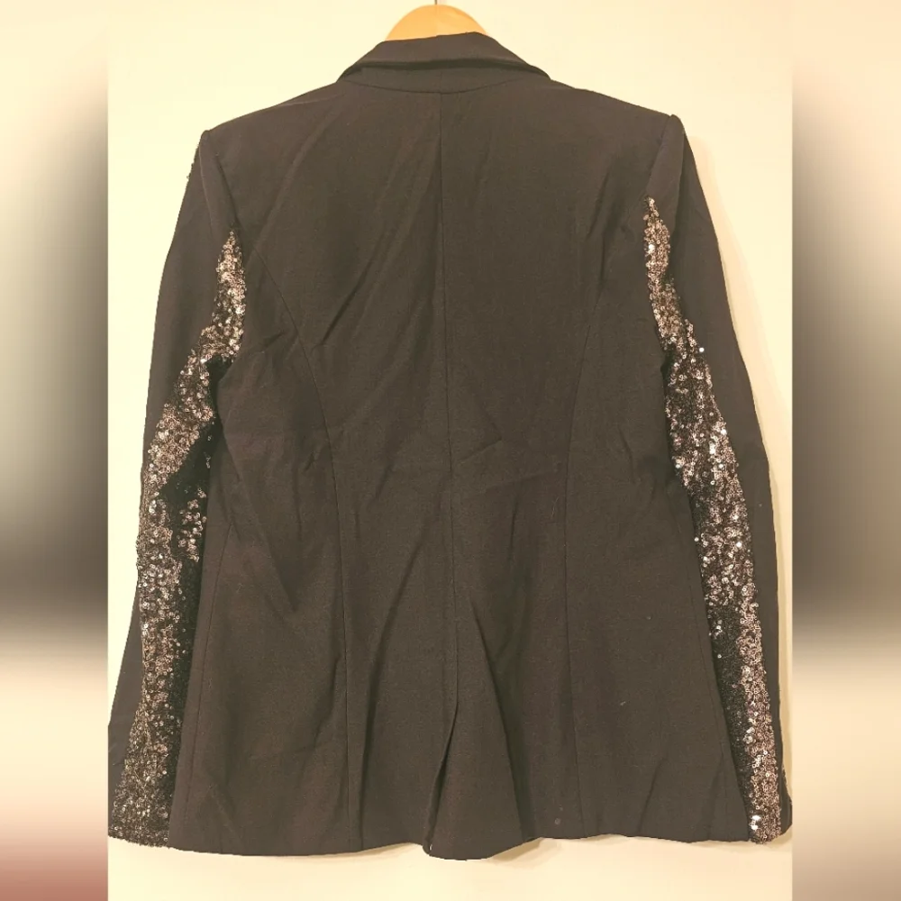 Cecico Black Sequin Sleeve Women's Blazer - Picture 4 of 4